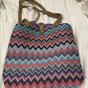 Raj Zigzag Pattern Shoulder Bag with Buckle
